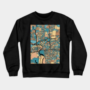 Columbus Map Pattern in Mid Century Pastel Crewneck Sweatshirt